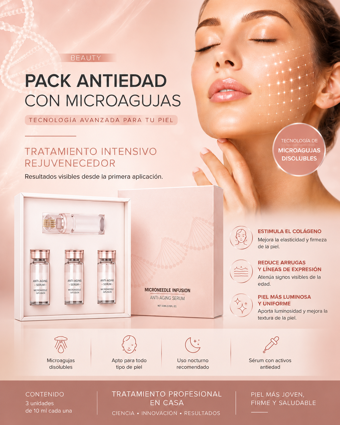 SET SÉRUM ANTIEDAD CON MICROAGUJAS 3X10ML